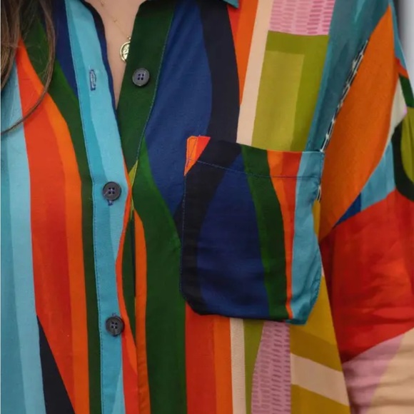 Geo-Print Shirt Dress - Picture 4 of 5